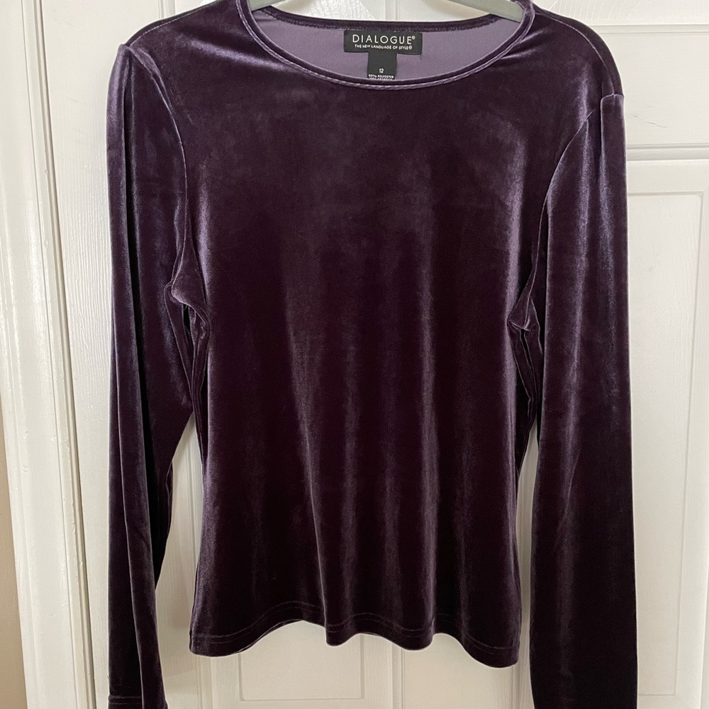 Dialogue‎ Purple Velour long-sleeve blouse